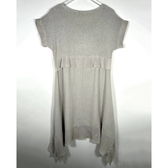 CONTESSA TERESA Lagenlook Boho Cotton Linen Blend Dress M Tan Made in Italy - Picture 2 of 9